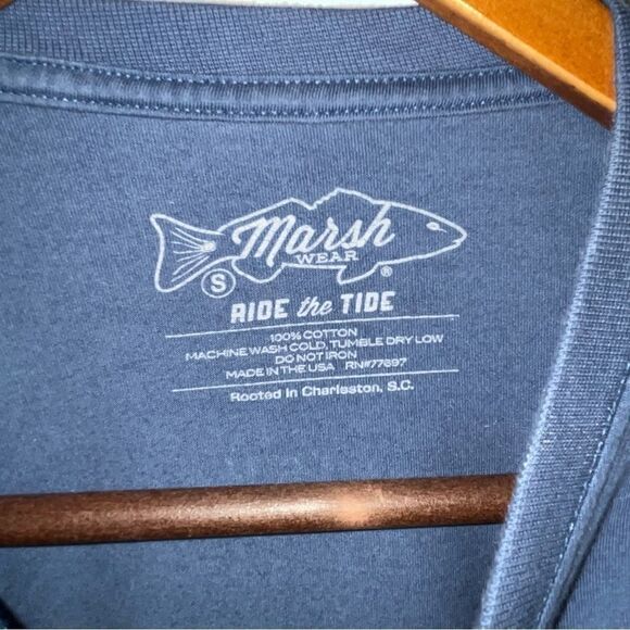 Men's Marsh Wear Navy Blue Long Sleeve T-Shirt - Picture 4 of 6